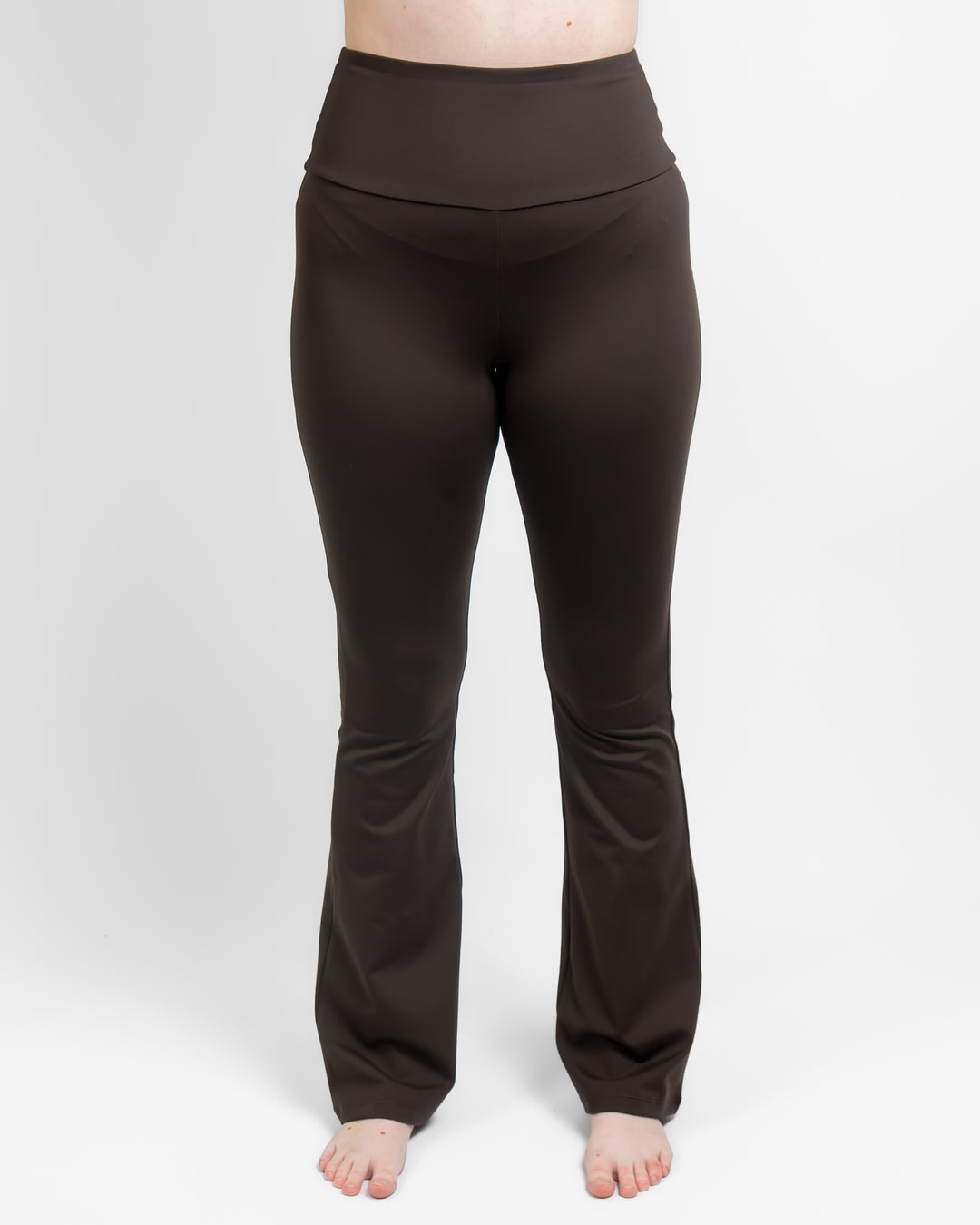 Maya Mocha Brown Flared Leggings Without Pockets