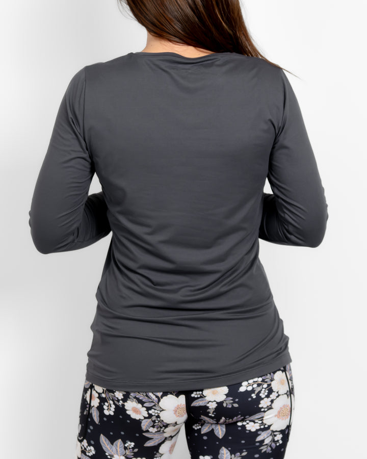 Mira Fitted Deep Grey Long-Sleeve